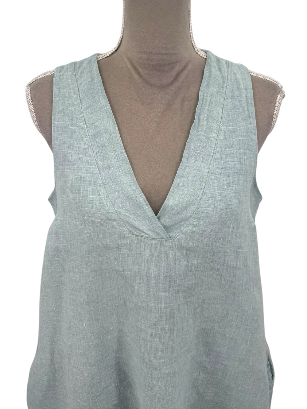 Inizio Fiji Linen Bubble Dress Light Blue Pockets Knee Length Made Italy Medium - Picture 4 of 10